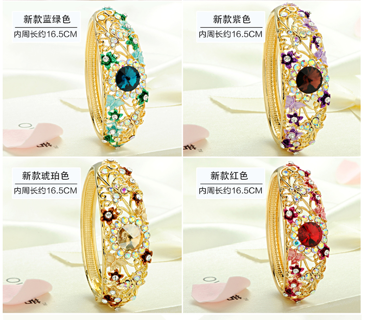 Lan Ting trang trí với thời trang gió quốc gia trang sức rhinestone vòng đeo tay nữ hợp kim pha lê cá nhân phụ kiện cá tính - Vòng đeo tay Cuff vòng gỗ trầm hương