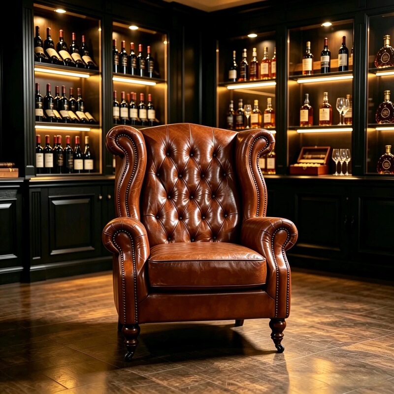 American-Style Retro Leather Sofa Chair, Living Room Single Sofa, Bar Club Tiger Chair, Cafe Genuine Leather Cigar Chair American-Style Retro Leather Sofa Chair, Living Room Single Sofa, Bar Club Tiger Chair, Cafe Genuine Leather Cigar Chair