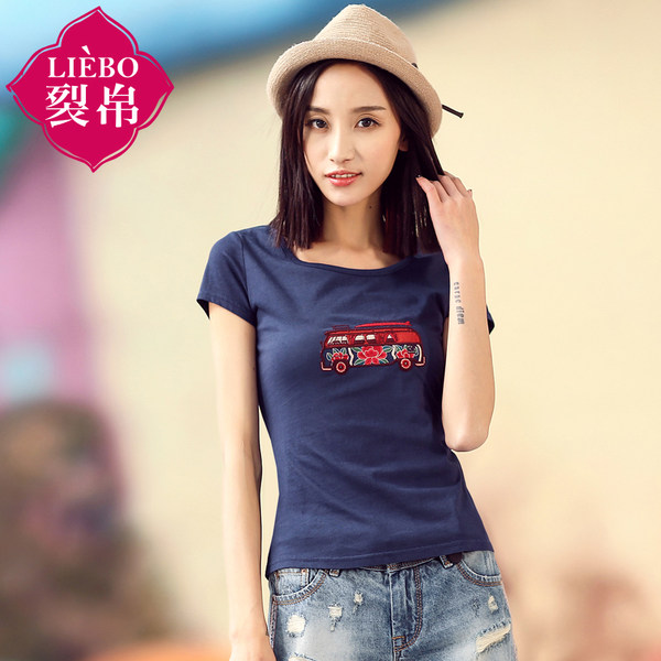 裂帛 18年夏季新款 刺绣女式圆领T恤 天猫优惠券折后￥69.8包邮（￥99.8-30​）4色可选