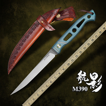 Hingying M390 powder steel knife titanium alloy sharp knife outdoor straight knife high hardness portable knife wilderness survival knife