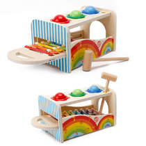 Childrens educational toys for boys and girls multifunctional music knocking table cognitive color educational wooden building blocks