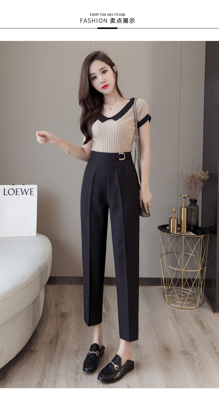 2019 đầu thu mới quần harem nữ cao eo bên dây kéo chín quần Quần phù hợp chuyên nghiệp Hàn Quốc là quần cà rốt mỏng - Quần Harem thời trang nữ 2021