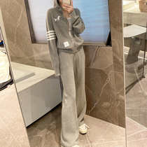 (high version) tb grey sportswear casual suit woman 24 years new spring jacket broadlegged pants two-piece set