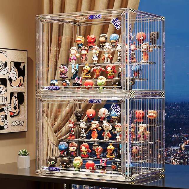 Blind box storage display stand large capacity step-type acrylic Pop Mart display box dustproof figure display cabinet