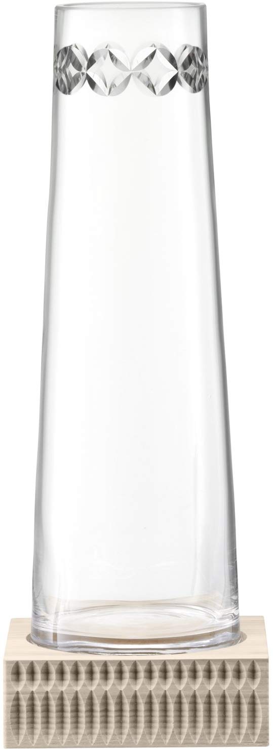 LSA International Tatra vase Wood Base H37cm Transparent Cut 37cm