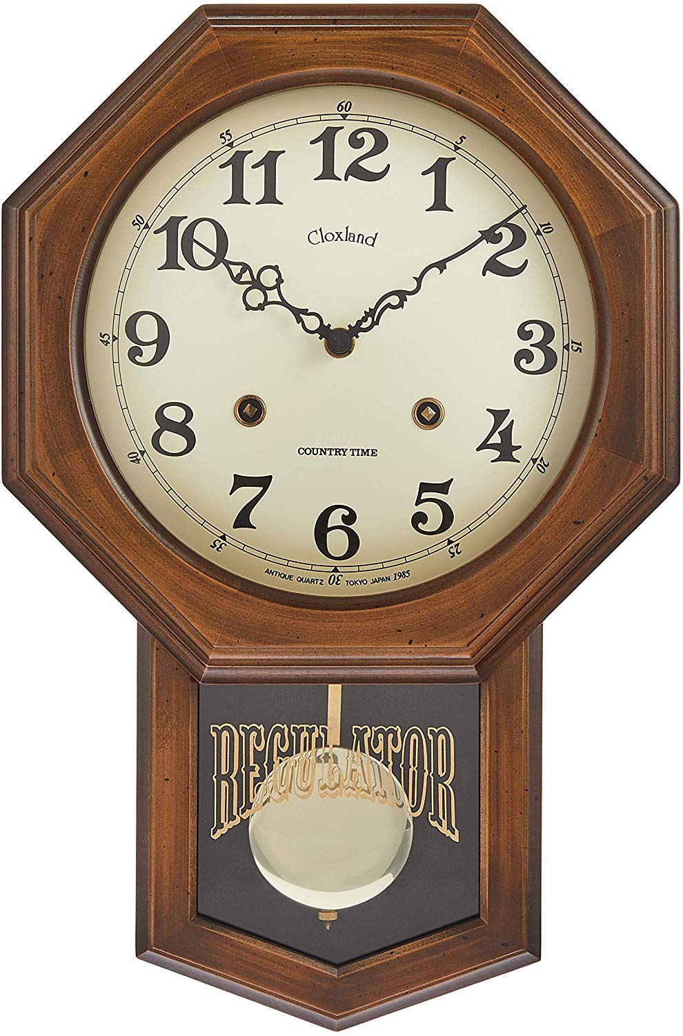 Kodama SANETRA Antique Radio Controlled Clock (Octagonal) Japan-made Wall Clock Brown Clock