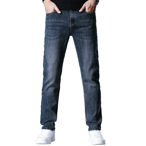 Демисезонные джинсы, эластичные штаны, весенние повседневные брюки для отдыха, свободный прямой крой