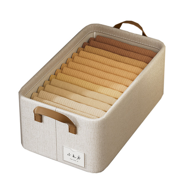 10-pack cotton and linen clothes storage box ເຄື່ອງ​ນຸ່ງ​ຫົ່ມ​ຂອງ​ຄອບ​ຄົວ​ຕູ້​ເກັບ​ຮັກ​ສາ​ຕູ້​ຕູ້​ເອ​ກະ​ສານ pants foldable pants ປອມ​ຊັ້ນ​