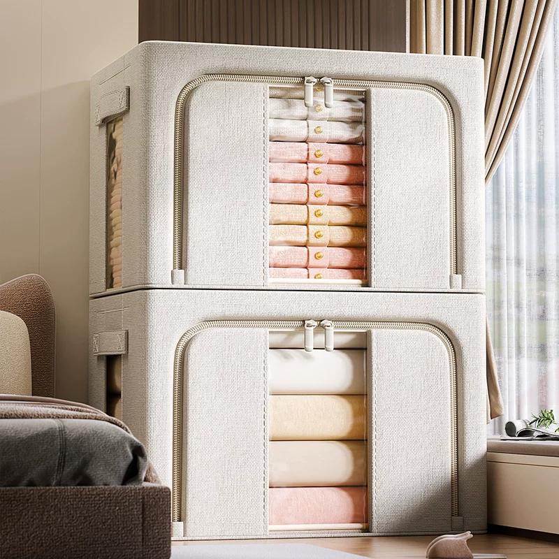 Capacious big storage box, foldable cloth, storage system, cotton and linen