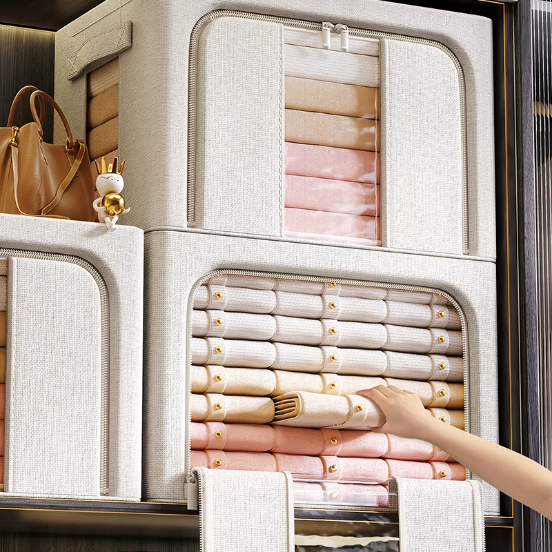 Capacious big storage box, foldable cloth, storage system, cotton and linen