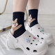 Korean heel plush animal cartoon socks, women's trendy socks, autumn and winter cute and cute black mid-calf socks, women's cotton socks