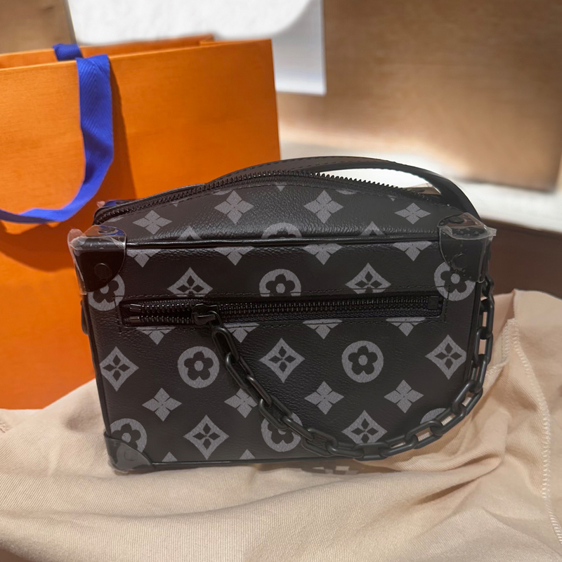 Men's Bags 2025 New Style Genuine Leather Men's Bags Fashionable Trendy Chain Box Bag Casual Versatile Mini Small Bag