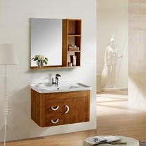 Oak bathroom cabinet combination Simple modern bathroom cabinet Freshen cabinet Ceramic washbasin cabinet Solid wood bathroom cabinet