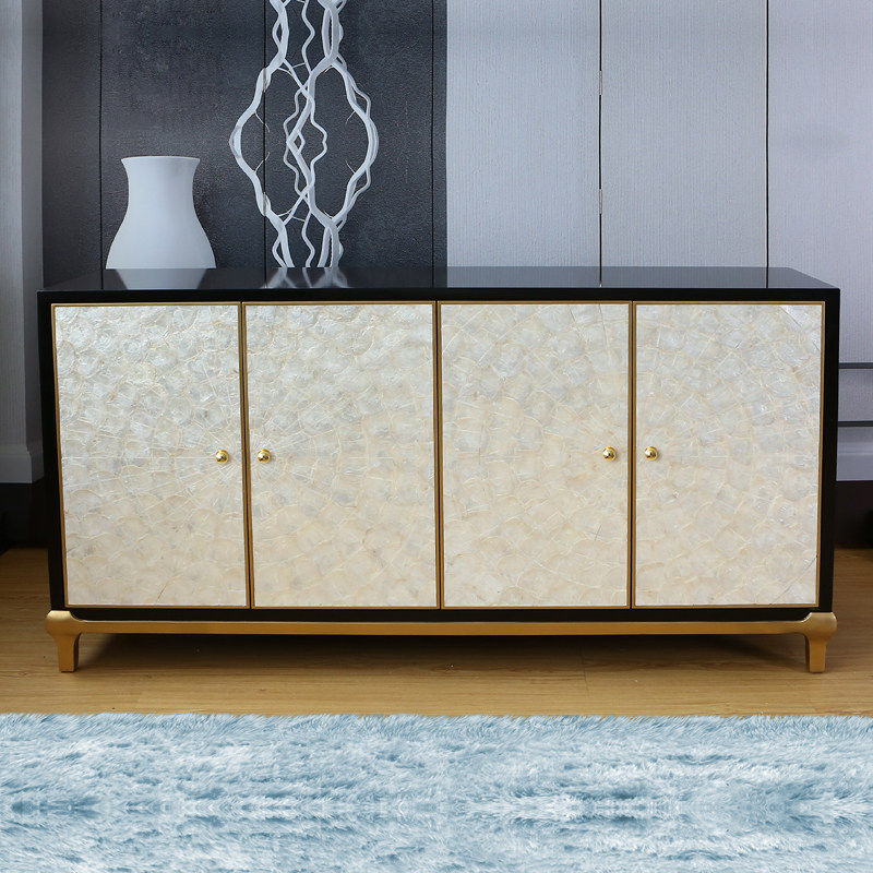 American-style solid wood shell porch cabinet post-modern decorative cabinet neo-classical dining cabinet entry shoe cabinet light luxury hall cabinet