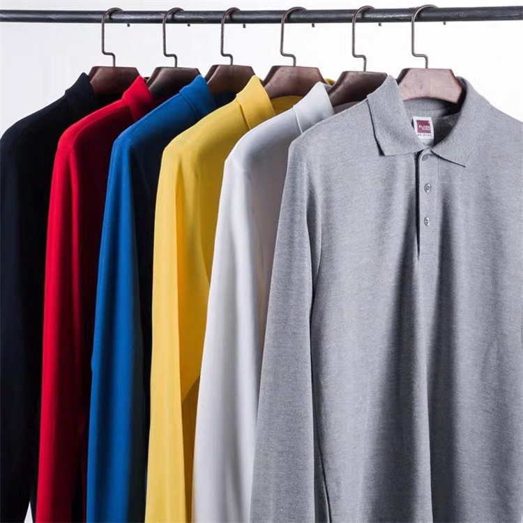 250 gr heavy pound pure cotton long sleeve polo shirt candy color male and female couples casual colorful workwear staff enterprise-Taobao