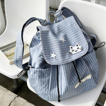 2026 korean style plaid schoolbag female junior high school student ins style high-looking sixth grade student lightweight backpack for class