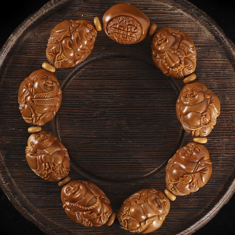 Su Gong olive core hand string Maitreya Pure hand carved Maitreya Buddha Olive Hu hand chain Men and women play hand string iron core