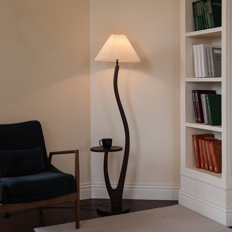 Floor Lamp with Integrated Vintage-Style Storage Rack, Smart Living Room Sofa Side Table, Bedroom Solid Wood Side Table, Retro Standing Table Lamp Floor Lamp with Integrated Vintage-Style Storage Rack, Smart Living Room Sofa Side Table, Bedroom Solid Wood Side Table, Retro Standing Table Lamp