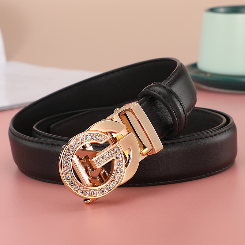 Ladies belt 2022 new fashion all-match belt female leather Korean version trend automatic buckle pants for girls summer