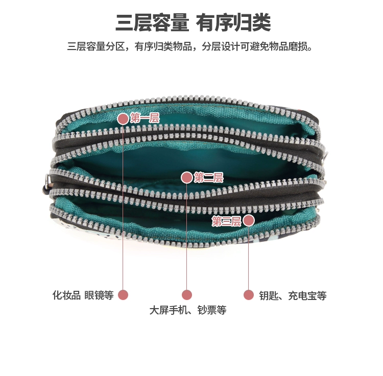 2018 mới làn sóng điện thoại di động xuyên quốc gia túi đeo chéo nữ đeo chéo tay cầm túi ba tầng mùa hè vai nhỏ