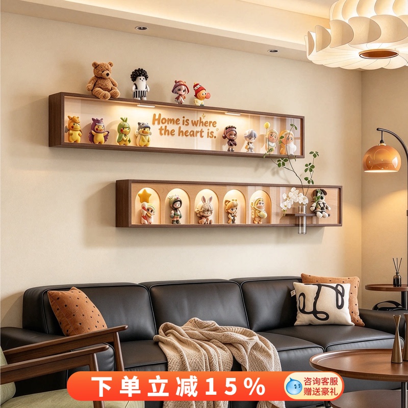 Blind Box Figurine Display Cabinet, Living Room Wall Art, Decorative Painting, 2026 New Model Sofa Background Wall Mural Display Shelf