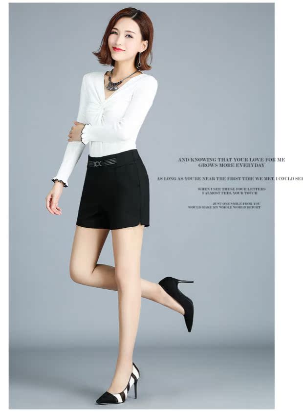 Mùa thu kích thước lớn thun cao eo lỏng lẻo phụ nữ trung niên dày quần short giản dị chất béo MM bên ngoài mặc quần ủng đáy quần sooc da nữ cao cấp