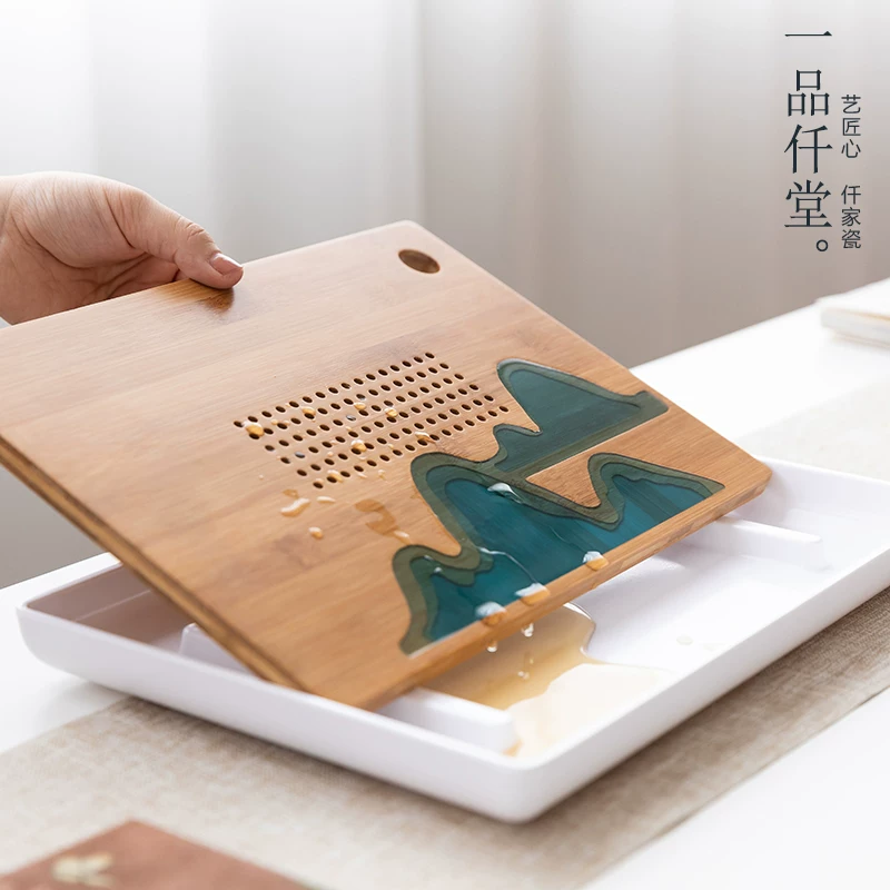 Tea tray Kung Fu Tea Set Bamboo Pallet Set Household Disk Tea Ceremony Simple Dry Brewing Tea Table Office Water Storage Type