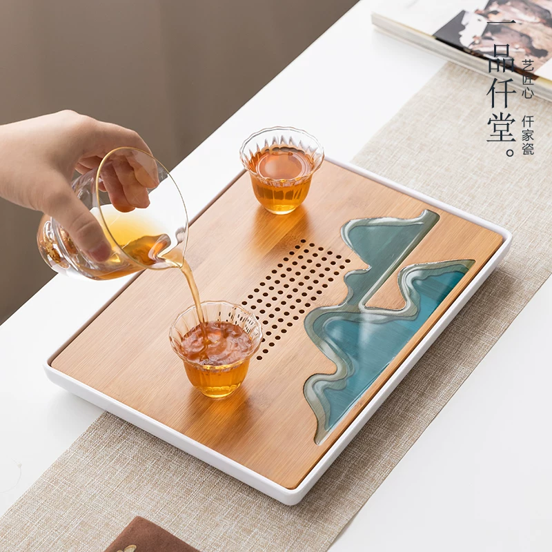 Tea tray Kung Fu Tea Set Bamboo Pallet Set Household Disk Tea Ceremony Simple Dry Brewing Tea Table Office Water Storage Type