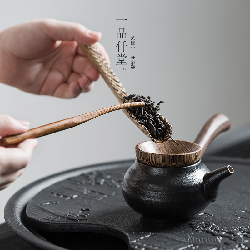 Yipin # $rust glaze ebony wood tea set tea accessories 6 gentleman kung fu tea tao tea tin