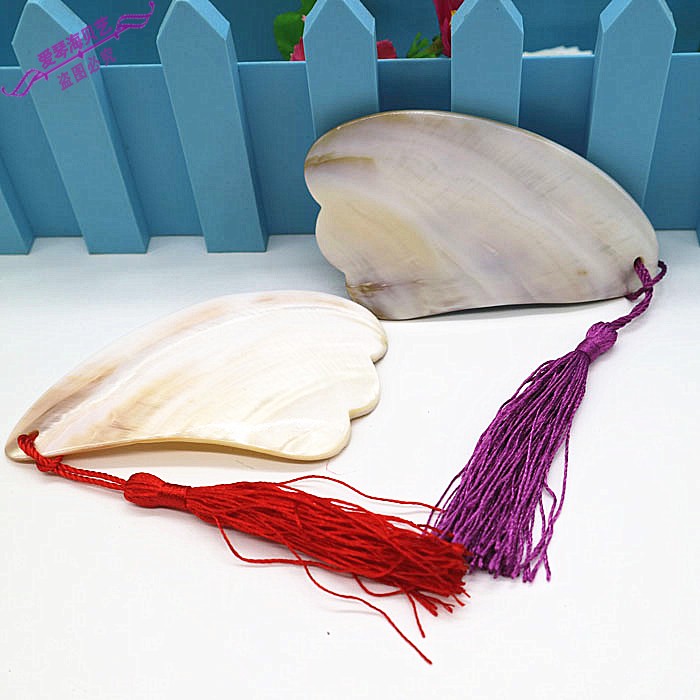 Natural conch shell pearl shell gua sha board yellow horn gua sha board health gift hand massage gua sha tablets