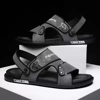 Joint-brand chrome Anta goose new sandals men's summer wear retro leather cool drag men's driving dual-use slippers non-slip