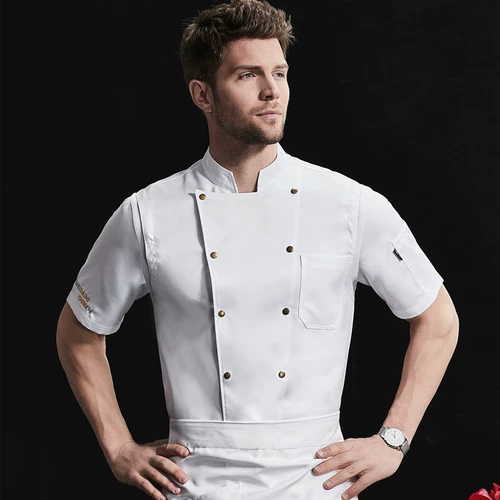 Отель High-End Catering Kitchen Work Одежда летняя ледяная шелковая дышащая столовая гостиница черная западная костюма короткие рукава короткие рукава