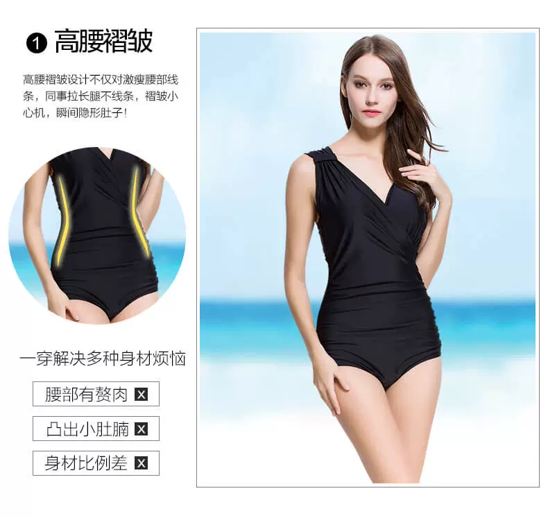Áo tắm nữ một mảnh sóng 2019 thời trang mới khoe bụng bầu gợi cảm khoe ngực nhỏ quyến rũ mùa xuân nóng bỏng bảo thủ áo tắm - Bộ đồ bơi One Piece