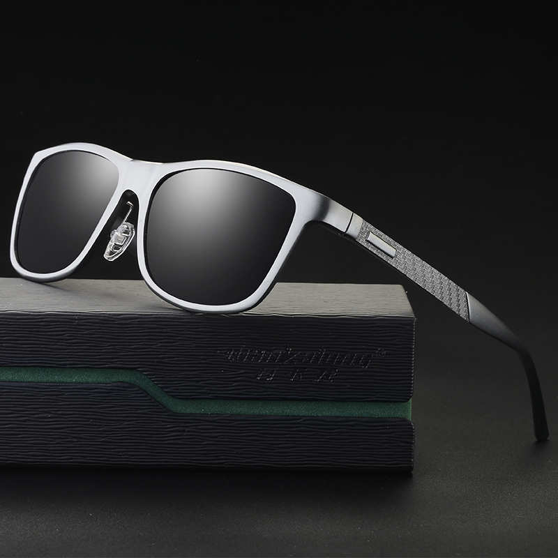 Fashion Retro Square New Sunglasses Men Aluminum Magnesium Polarized Sunglasses Full Frame Personality Sports Sunglasses