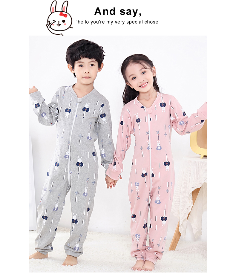 Nhà vệ sinh trẻ em, đồ ngủ một mảnh, trẻ lớn, mùa xuân và mùa thu, bông, kích thước lớn, em bé gầy, bộ đồ một mảnh, 3-4-5-6-7 tuổi 2 bộ trẻ em phim hoạt hình