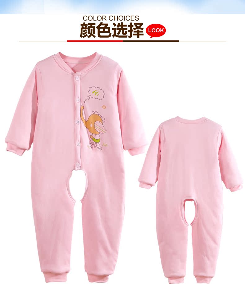 Bộ đồ liền thân cho bé gái mùa thu và mùa đông chăm sóc bụng bé gái dày dày 2 tuổi quần áo trẻ em cao cấp