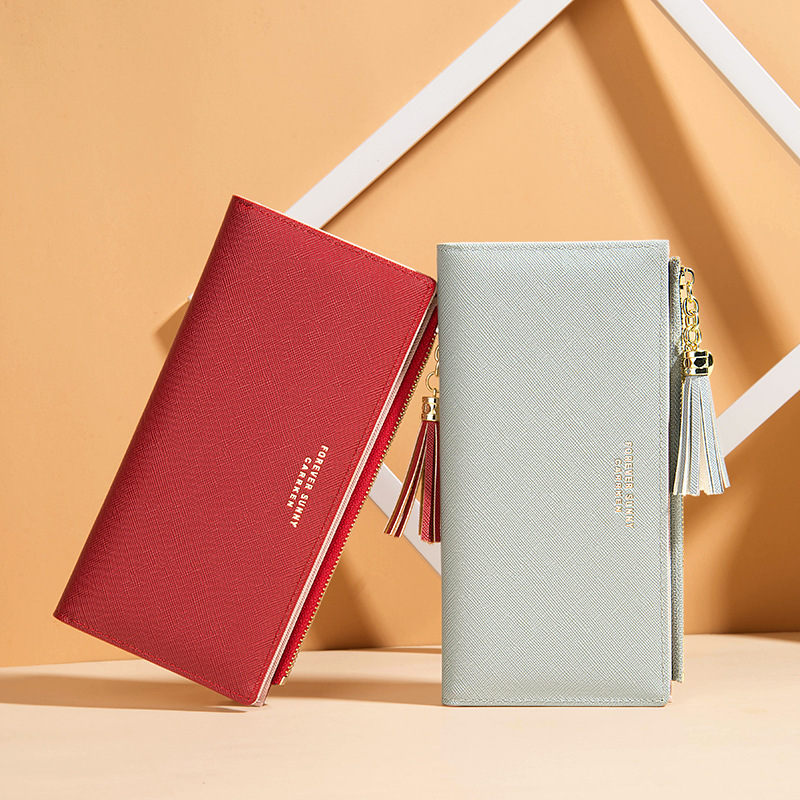 Woodpecker New Women's Wallet 80% off Thin Long Korean Style Simple Tassel Zipper Coin Purse Card Holder High-End