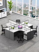 New product Foshan with screen cross T-shaped staff desk staff corner four people six table and chair combination