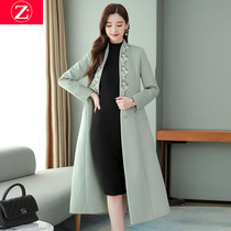 Double-sided Cashmere Coat Women's Middle School Long Your Lady High-end Temperament Thickened Embroidered Chinese Style Wool Coat in Autumn and Winter