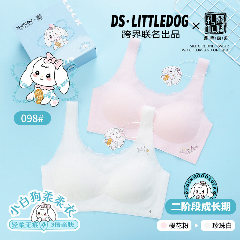 Summer Little Bear Soft Girl Bra Student Underwear Seamless Ice Silk Sports Shockproof Vest for Developmental High School and Middle School Girls Summer Little Bear Soft Girl Bra Student Underwear Seamless Ice Silk Sports Shockproof Vest for Developmental High School and Middle School Girls