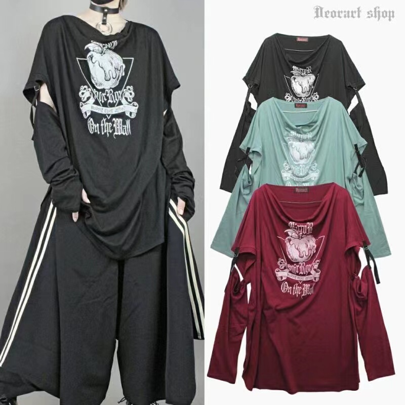 Japanese Harajuku Style Thin Subculture Outfit Punk Y2K Hot Girl Long-Sleeved T-Shirt Women's Two-Dimensional Loose Top Trendy