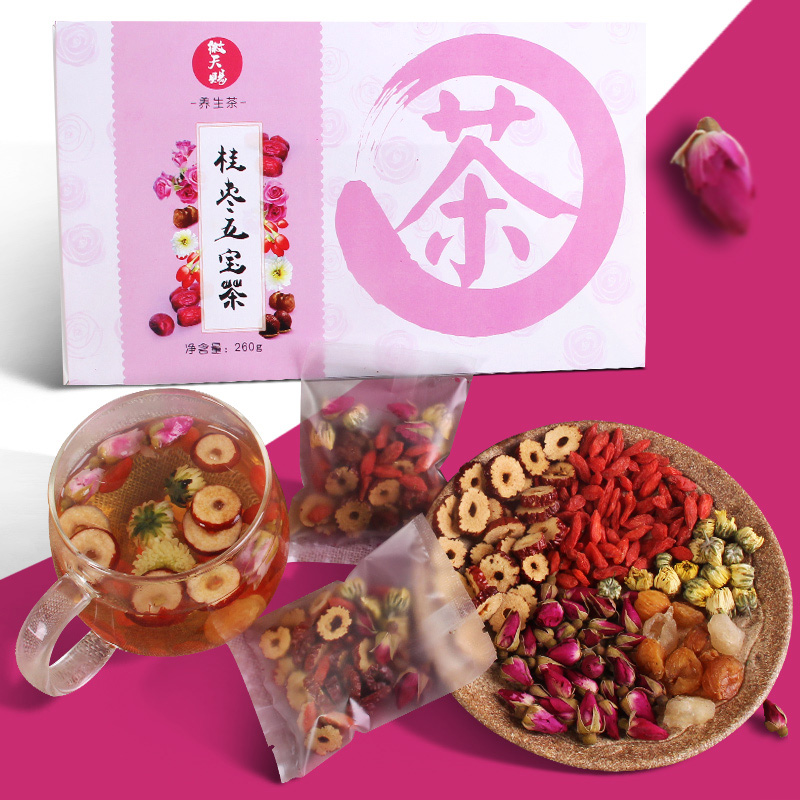 Huitian bestows five treasures tea chrysanthemum tea rose tea longan red jujube wolfberry tea female flower tea combination