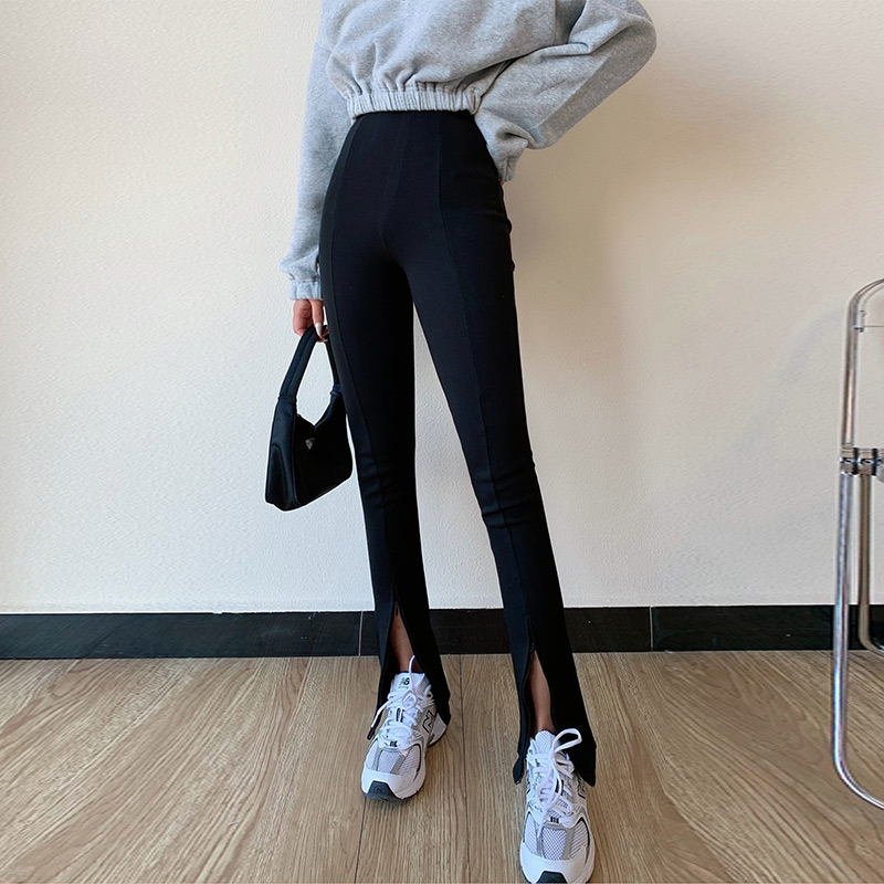 liviahome Europe and the United States ins wind zipper front split foot pants skinny skinny panties children tide