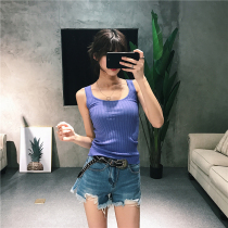 LIVIA summer versatile single-product personality Burr denim shorts Women wide leg holes high waist slim pants