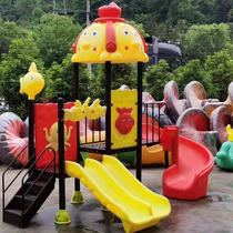 Kindergarten large outdoor plastic slide combination childrens community slide lengthened and raised water amusement equipment