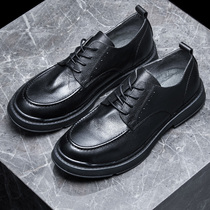 Casual Leather Shoes Men 2021 Inlen Wind Genuine Leather Bull Leather Spring Autumn Lacing Men Shoes Soft Leather High-end Handmade Shoes