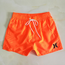 Beach pants mens seaside holiday loose solid color three-point pants fitness sports casual shorts with lining