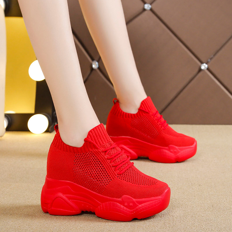 Red Dad Sneakers for Women, Zodiac Year ins Trend, 2026 Summer New Breathable Height-Increasing Platform Sports Shoes