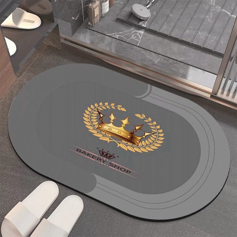 A little anti-slip water-absorbing non-diatom mud oval bathroom door small carpet floor mat cartoon picture arbitrarily cut