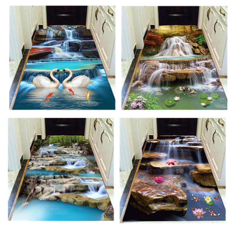 3D landscape painting pattern hallway hallway door mat floor mat bedroom bedside carpet kitchen powder room custom-made concave and convex type